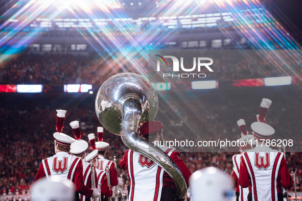 The Wisconsin Badgers play against the Oregon Ducks at Camp Randall Stadium in Madison, Wisconsin, on November 16, 2024. 