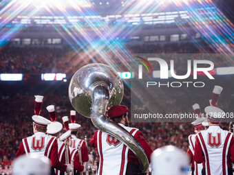 The Wisconsin Badgers play against the Oregon Ducks at Camp Randall Stadium in Madison, Wisconsin, on November 16, 2024. (