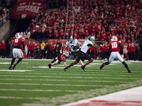 Oregon tight end Terrance Ferguson #3 attempts to break free from the Wisconsin Badgers defense at Camp Randall Stadium in Madison, Wisconsi...