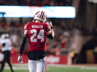 Wisconsin Badgers safety Hunter Wohler #24 celebrates a defensive stop against the Oregon Ducks at Camp Randall Stadium in Madison, Wisconsi...