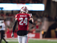 Wisconsin Badgers safety Hunter Wohler #24 celebrates a defensive stop against the Oregon Ducks at Camp Randall Stadium in Madison, Wisconsi...