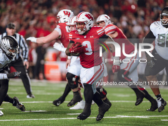 Wisconsin Badgers running back Tawee Walker #3 takes the ball upfield against the Oregon Ducks at Camp Randall Stadium in Madison, Wisconsin...