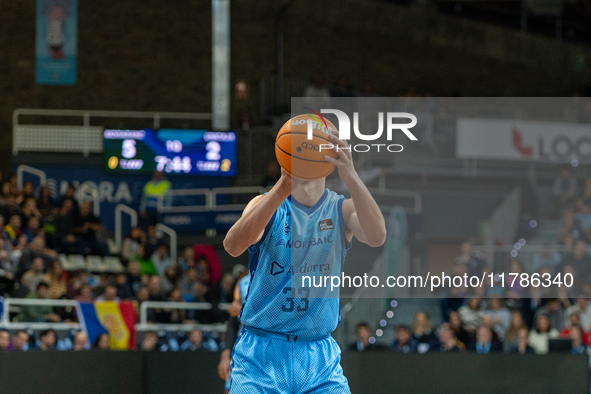 Nikos Chougkaz of Morabanc Andorra plays during the Liga Endesa 2024-2025 match between Morabanc Andorra and Unicaja Malaga at Poliesportiu...