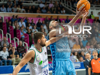 Nikos Chougkaz of Morabanc Andorra plays during the Liga Endesa 2024-2025 match between Morabanc Andorra and Unicaja Malaga at Poliesportiu...