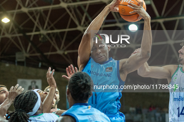 Stan Okoye of Morabanc Andorra plays during the Liga Endesa 2024-2025 match between Morabanc Andorra and Unicaja Malaga at Poliesportiu d'An...