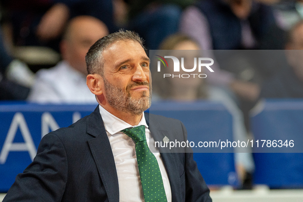 Ibon Navarro, coach of Unicaja Malaga, looks on during the Liga Endesa 2024-2025 match between Morabanc Andorra and Unicaja Malaga at Polies...