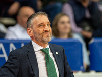 Ibon Navarro, coach of Unicaja Malaga, looks on during the Liga Endesa 2024-2025 match between Morabanc Andorra and Unicaja Malaga at Polies...