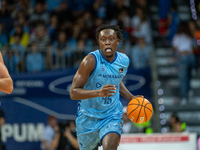 Sekou Doumbouya of Morabanc Andorra is in action during the Liga Endesa 2024-2025 match between Morabanc Andorra and Unicaja Malaga at Polie...