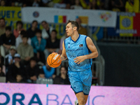 Nikola Radicevic of Morabanc Andorra is in action during the Liga Endesa 2024-2025 match between Morabanc Andorra and Unicaja Malaga at Poli...