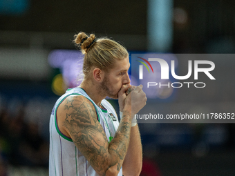 Dylan Osetkowski of UCAM Murcia plays during the Liga Endesa 2024-2025 match between Morabanc Andorra and UCAM Murcia at Poliesportiu d'Ando...