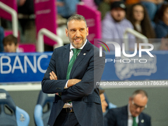 Ibon Navarro, coach of Unicaja Malaga, looks on during the Liga Endesa 2024-2025 match between Morabanc Andorra and Unicaja Malaga at Polies...