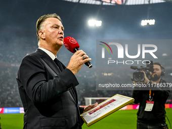 AFC Ajax Amsterdam legend trainer Louis van Gaal is an honorary member of AFC Ajax during the match between Ajax Legends and Real Madrid Leg...