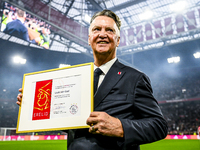 AFC Ajax Amsterdam legend trainer Louis van Gaal is an honorary member of AFC Ajax during the match between Ajax Legends and Real Madrid Leg...