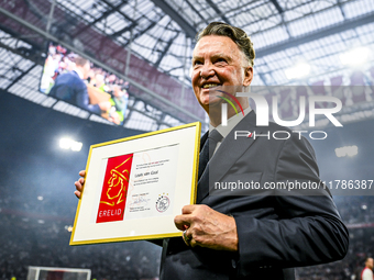 AFC Ajax Amsterdam legend trainer Louis van Gaal is an honorary member of AFC Ajax during the match between Ajax Legends and Real Madrid Leg...