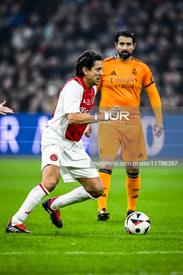 AFC Ajax Amsterdam legend Jari Litmanen participates in the match between Ajax Legends and Real Madrid Legends at the Johan Cruijff ArenA fo...