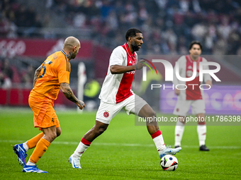 AFC Ajax Amsterdam legend Ryan Babel plays during the match between Ajax Legends and Real Madrid Legends at the Johan Cruijff ArenA for the...