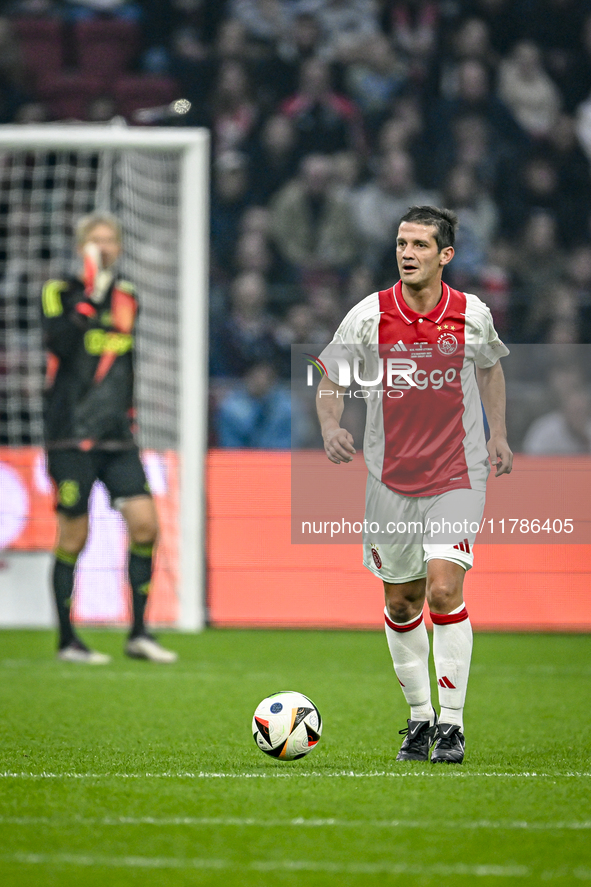 AFC Ajax Amsterdam legend Cristian Chivu participates in the match between Ajax Legends and Real Madrid Legends at the Johan Cruijff ArenA f...