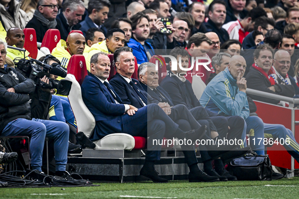 AFC Ajax Amsterdam legend assistant trainer Danny Blind, AFC Ajax Amsterdam legend trainer Louis van Gaal, and AFC Ajax Amsterdam legend ass...