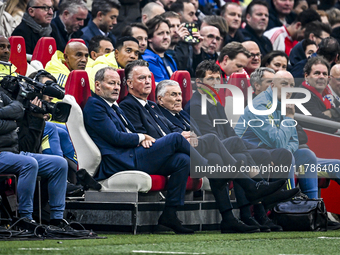 AFC Ajax Amsterdam legend assistant trainer Danny Blind, AFC Ajax Amsterdam legend trainer Louis van Gaal, and AFC Ajax Amsterdam legend ass...