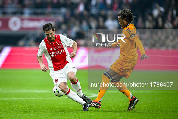 AFC Ajax Amsterdam legend Cristian Chivu and Real Madrid CF legend Christian Karembeu participate in the match between Ajax Legends and Real...