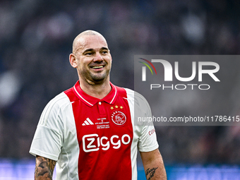 AFC Ajax Amsterdam legend Wesley Sneijder participates in the match between Ajax Legends and Real Madrid Legends at the Johan Cruijff ArenA...