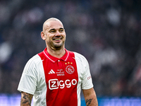 AFC Ajax Amsterdam legend Wesley Sneijder participates in the match between Ajax Legends and Real Madrid Legends at the Johan Cruijff ArenA...