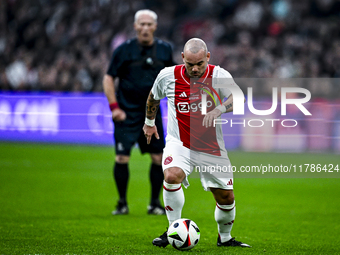 AFC Ajax Amsterdam legend Wesley Sneijder participates in the match between Ajax Legends and Real Madrid Legends at the Johan Cruijff ArenA...