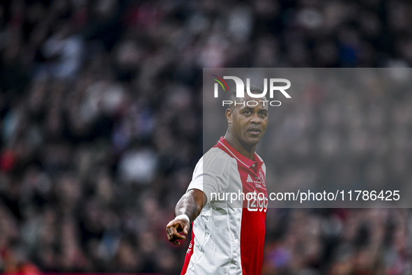 AFC Ajax Amsterdam legend Patrick Kluivert participates in the match between Ajax Legends and Real Madrid Legends at the Johan Cruijff ArenA...