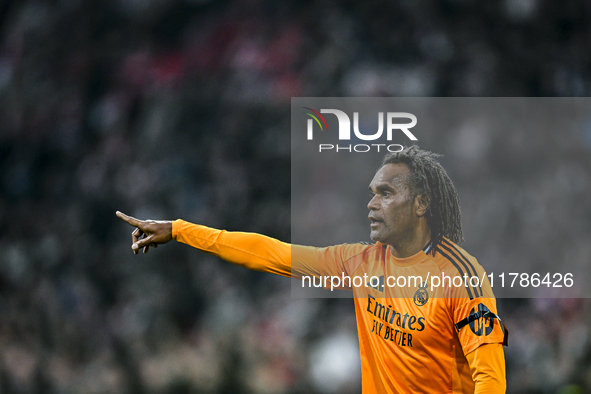 Real Madrid CF legend player Christian Karembeu participates in the match between Ajax Legends and Real Madrid Legends at the Johan Cruijff...