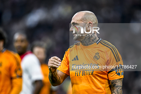 Real Madrid CF legend player Raul Bravo participates in the match between Ajax Legends and Real Madrid Legends at the Johan Cruijff ArenA fo...