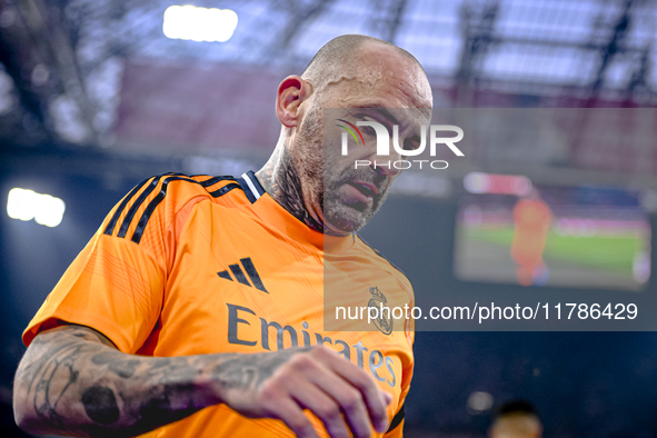 Real Madrid CF legend player Raul Bravo participates in the match between Ajax Legends and Real Madrid Legends at the Johan Cruijff ArenA fo...