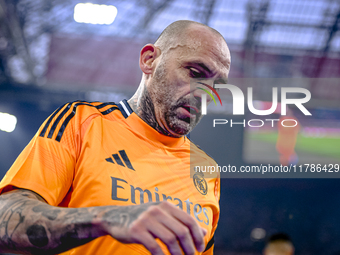 Real Madrid CF legend player Raul Bravo participates in the match between Ajax Legends and Real Madrid Legends at the Johan Cruijff ArenA fo...