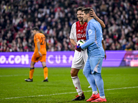 AFC Ajax Amsterdam legend Jari Litmanen and Real Madrid CF legend goalkeeper Iker Casillas participate in the match between Ajax Legends and...