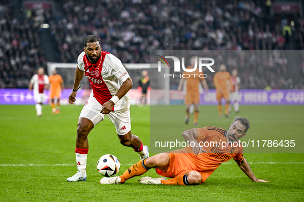 AFC Ajax Amsterdam legend Ryan Babel and Real Madrid CF legend Fernando Sanz participate in the match between Ajax Legends and Real Madrid L...