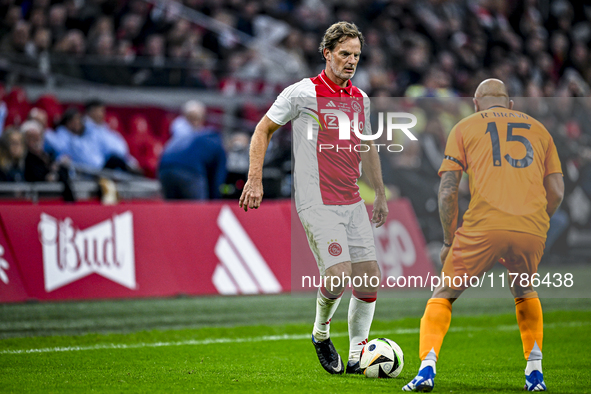 AFC Ajax Amsterdam legend Ronald de Boer participates in the match between Ajax Legends and Real Madrid Legends at the Johan Cruijff ArenA f...