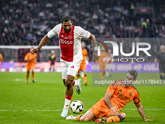 AFC Ajax Amsterdam legend Ryan Babel and Real Madrid CF legend Fernando Sanz participate in the match between Ajax Legends and Real Madrid L...