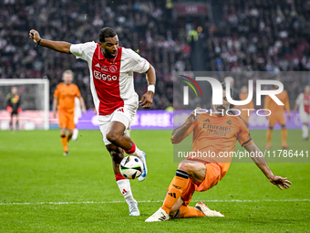 AFC Ajax Amsterdam legend Ryan Babel and Real Madrid CF legend Fernando Sanz participate in the match between Ajax Legends and Real Madrid L...