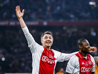 AFC Ajax Amsterdam legend Shota Arveladze celebrates the 1-0 goal during the match between Ajax Legends and Real Madrid Legends at the Johan...