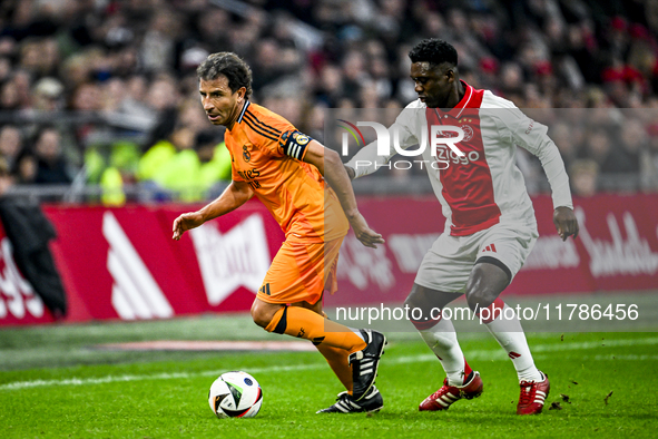 Real Madrid CF legend Luis Milla and AFC Ajax Amsterdam legend Clarence Seedorf participate in the match between Ajax Legends and Real Madri...