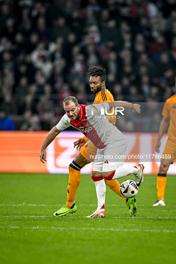 AFC Ajax Amsterdam legend Rafael van der Vaart and Real Madrid CF legend Javier Balbao participate in the match between Ajax Legends and Rea...