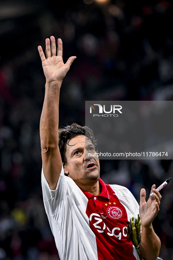 AFC Ajax Amsterdam legend Jari Litmanen participates in the match between Ajax Legends and Real Madrid Legends at the Johan Cruijff ArenA fo...