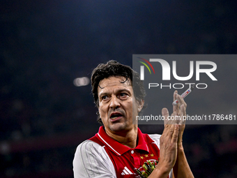 AFC Ajax Amsterdam legend Jari Litmanen participates in the match between Ajax Legends and Real Madrid Legends at the Johan Cruijff ArenA fo...