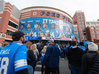 DETROIT,MICHIGAN-November 17: Fans arrive at Ford Field prior to the NFL football game between the Jacksonville Jaguars and the Detroit Lion...