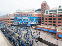 DETROIT,MICHIGAN-November 17: Fans arrive at Ford Field prior to the NFL football game between the Jacksonville Jaguars and the Detroit Lion...