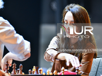 Russian grandmaster Kateryna Lagno plays chess during the 6th TATA Steel Chess India Tournament at Dhono Dhanyo Auditorium in Kolkata, India...