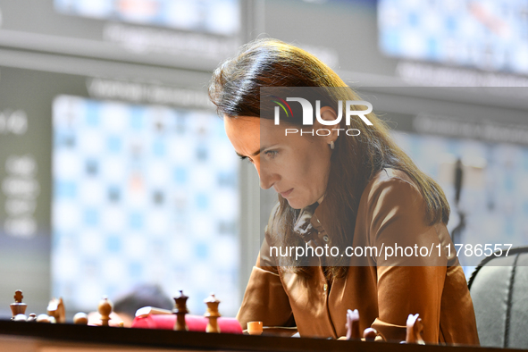 Russian grandmaster Kateryna Lagno plays chess during the 6th TATA Steel Chess India Tournament at Dhono Dhanyo Auditorium in Kolkata, India...