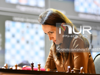 Russian grandmaster Kateryna Lagno plays chess during the 6th TATA Steel Chess India Tournament at Dhono Dhanyo Auditorium in Kolkata, India...