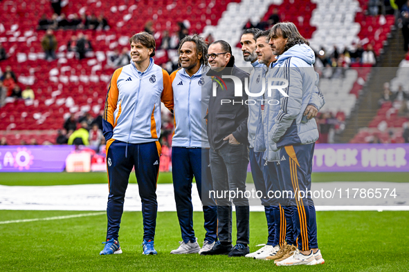 Real Madrid CF legend players Fernando Morientes, Christian Karembeu, and Jose Amavisca participate in the match between Ajax Legends and Re...