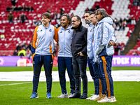 Real Madrid CF legend players Fernando Morientes, Christian Karembeu, and Jose Amavisca participate in the match between Ajax Legends and Re...