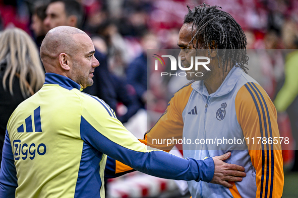 AFC Ajax Amsterdam legend Wesley Sneijder and Real Madrid CF legend Christian Karembeu participate in the match between Ajax Legends and Rea...